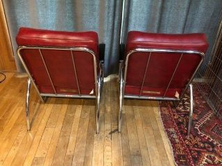Royalchrome chairs in red vinyl.  Art Deco.  Mid - Century Modern. 5