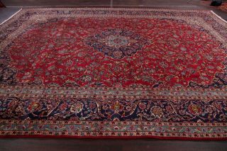 Large Traditional Floral Oriental Area Rug Hand - Knotted Red Wool Carpet 10x14