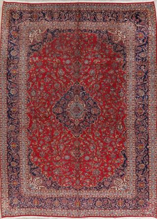 LARGE TRADITIONAL FLORAL ORIENTAL AREA RUG HAND - KNOTTED RED WOOL CARPET 10x14 2
