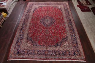 LARGE TRADITIONAL FLORAL ORIENTAL AREA RUG HAND - KNOTTED RED WOOL CARPET 10x14 3