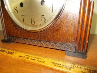 1930 ' s HALLER GERMAN 8 DAY ART DECO TAMBOUR TIME/STRIKE MANTEL CLOCK, 4