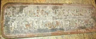 Unusual Antique Cast Iron No Trespass Fence Sign Rare