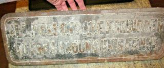 unusual antique cast iron No Trespass FENCE sign RARE 2