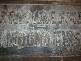 unusual antique cast iron No Trespass FENCE sign RARE 4
