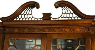 Stickley Chippendale Style Breakfront China Cabinet Fretwork Williamsburg Style 6
