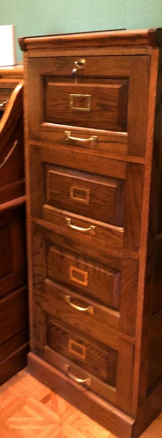 Ch006: Oak Wood Letter Size 4 Drawer File Cabinet Local Pickup