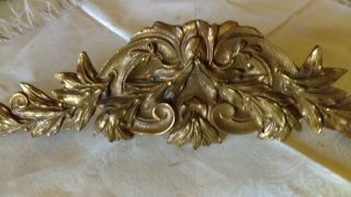 one Antique French Gilded Bronze Furniture Pediment Decoration flowers foliage 2