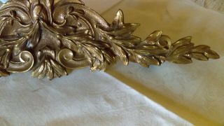 one Antique French Gilded Bronze Furniture Pediment Decoration flowers foliage 3