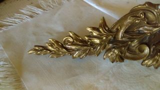 one Antique French Gilded Bronze Furniture Pediment Decoration flowers foliage 4