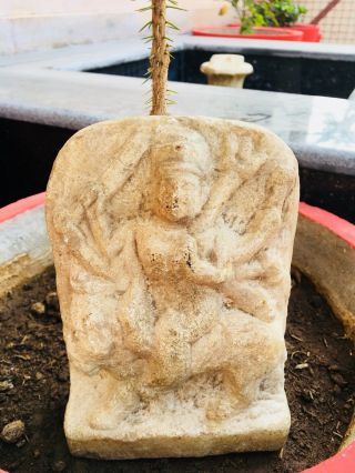 1700 Rare Ancient Marble Stone Hindu Goddess With Sword Figurine Rich Patina 5