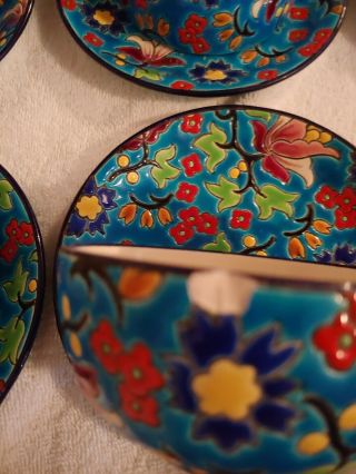 French Emaux de Longwy Enameled Cups & Saucers Antique 6 Cups 6 Saucers Stunning 5