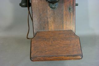 Antique EDWARDIAN Era GENERAL STORE Old OAK Ring Box CRANK Style WALL TELEPHONE 4
