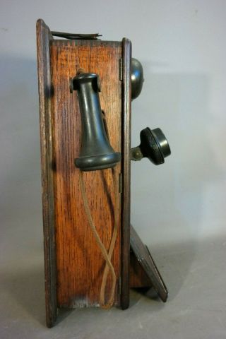 Antique EDWARDIAN Era GENERAL STORE Old OAK Ring Box CRANK Style WALL TELEPHONE 6