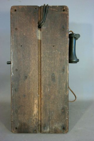 Antique EDWARDIAN Era GENERAL STORE Old OAK Ring Box CRANK Style WALL TELEPHONE 8