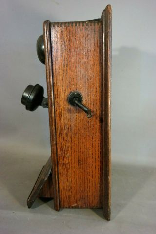 Antique EDWARDIAN Era GENERAL STORE Old OAK Ring Box CRANK Style WALL TELEPHONE 9