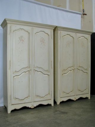 Pair Ethan Allen Country French Provincial Style Armoires;