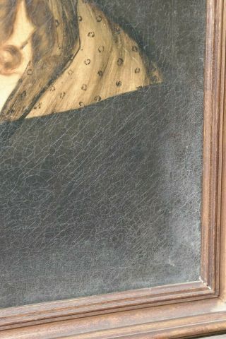 Ca.  1850 Antique 19thC VICTORIAN Era LADY PORTRAIT Ringlet Curls Old OIL PAINTING 6