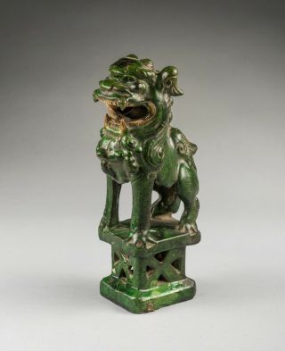 Ming Dynasty Chinese Antique Green Glazed Pottery Figure