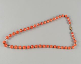 Chinese Antique/vintage Coral Like Glass Necklace