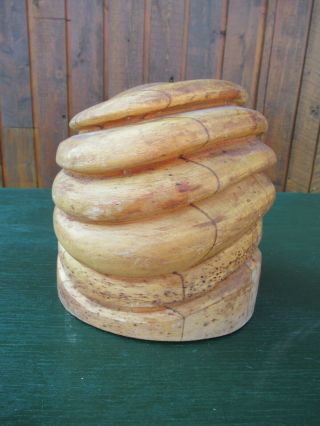 Vintage Hat Mold Stretcher Antique Wood Millinery Form 24 " Dia 2 Pc Swirl