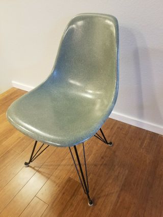 Modernica Chair,  Fiber Glass Shell,  Sage Green,  Matte Black Base,  Modern,  Mcm