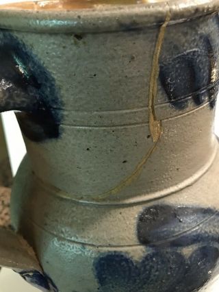 Antique Blue Decorated Stoneware Pitcher,  Virginia ? Pennselvania ? 4