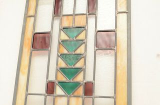 3 Antique Arts Crafts Mission Stained Leaded Glass Windows Panels panes art deco 6