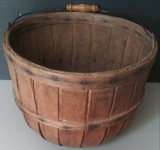 Antique Wood Country Farm Apple Basket,  Found In England