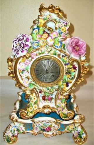 Jacob Petit Porcelain 2 Piece Mantle Clock Vargufts Et Laval 1827 Movement.