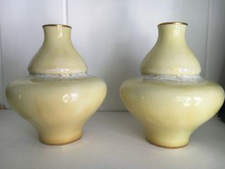 Pair Sevres Porcelain 1900 Double Gourd Taxile Doat Style Frothy Cream Vases