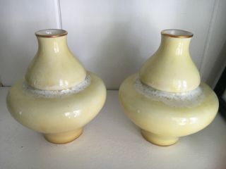 Pair Sevres porcelain 1900 double gourd Taxile Doat style frothy cream vases 2