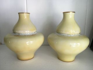 Pair Sevres porcelain 1900 double gourd Taxile Doat style frothy cream vases 5