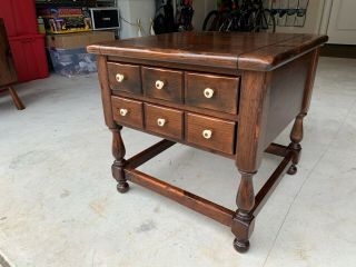 Vintage Ethan Allen Dark Antiqued Pine Old Tavern Nightstand End Table L@@K 2