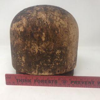 Vintage Wood Wooden Millinery Hat Block Head Mold Form Size 21 - 1/2 8