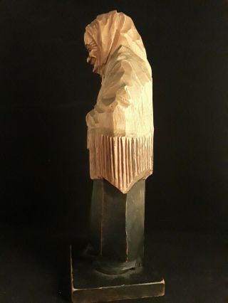Vintage Carl Olof Trygg 1932 Wood Carving of a Woman with Basket Signed Rare 29 6