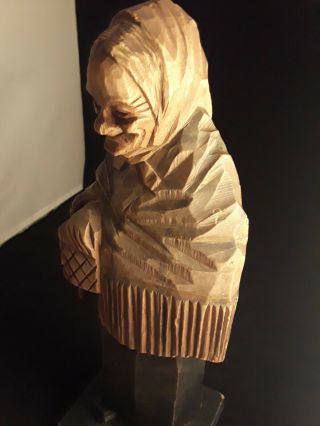 Vintage Carl Olof Trygg 1932 Wood Carving of a Woman with Basket Signed Rare 29 9