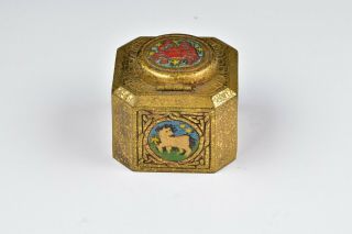 Rare Tiffany Studios Zodiac Bronze and Hand Painted Enamel Desk Inkwell 1077 4