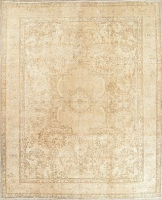 Persian 10 X 13 Wool Hand - Knotted Muted Floral Oriental Area Rug 13 