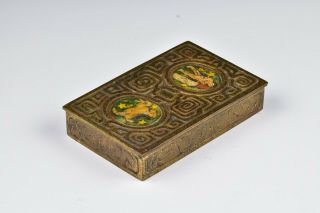 Rare Tiffany Studios Zodiac Bronze and Hand Painted Enamel Desk Utility Box 810 3