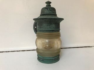 Antique Turquoise Copper Porch Sconce Light Fixture Vintage Outdoor Lantern