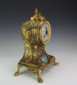 Antique French Enamel Porcelain Dial Gilt Bronze Mount Lion Paw Mantle Clock NJW 4