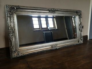 Antique Silver Ornate Large Statement French Leaner Dress Floor Wall Mirror 7ft