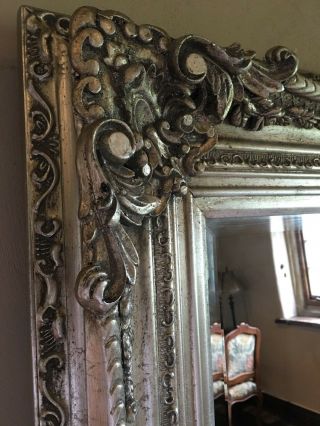 Antique Silver Ornate Large Statement French Leaner Dress Floor Wall Mirror 7ft 5