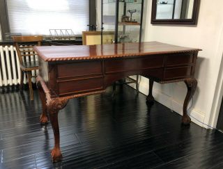 Vintage Chippendale Style Solid Mahogany Writing Desk 3