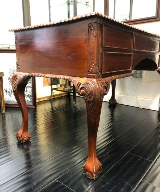 Vintage Chippendale Style Solid Mahogany Writing Desk 4