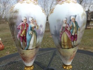 Pair Signed French Sevres Hand Painted Portrait Urns / Vases 2