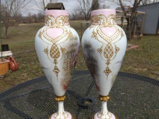 Pair Signed French Sevres Hand Painted Portrait Urns / Vases 3