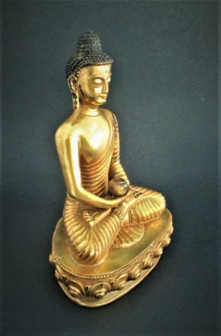 Chinese Gilt Bronze Buddha Statue Figurine Marked Signed 2