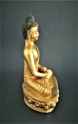 Chinese Gilt Bronze Buddha Statue Figurine Marked Signed 3
