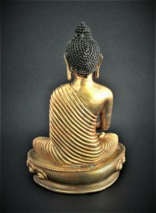 Chinese Gilt Bronze Buddha Statue Figurine Marked Signed 4